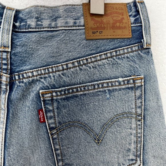 Levi Strauss 501 White Oak Short Cone Denim Blue Medium Wash Size 27 - Picture 2 of 5